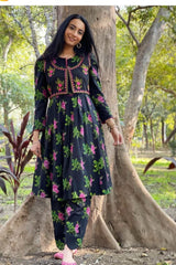 Guldashta Printed Pashmina Silk Kurta Set