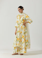 Ivory Multi Color Printed And Embroidered Kurta Set