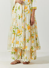 Ivory Multi Color Printed And Embroidered Kurta Set
