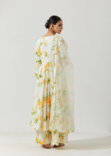 Ivory Multi Color Printed And Embroidered Kurta Set