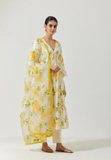 Ivory Multi Color Printed Kurta Set