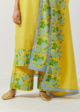 Yellow And Green Printed Kurta Set