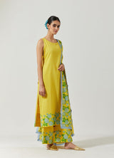 Yellow And Green Printed Kurta Set