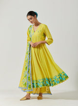 Yellow And Green Kurta Set