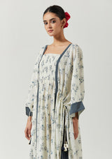 Ivory And grey Printed Kaftaan