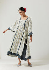 Ivory And grey Printed Kaftaan