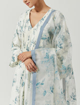 Ivory And grey Printed Kurta Set