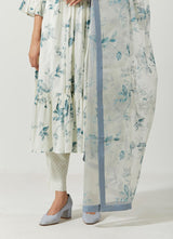 Ivory And grey Printed Kurta Set