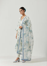 Ivory And grey Printed Kurta Set