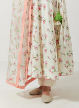 Ivory And Red Green Printed Kurta Set