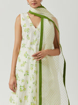 Ivory And Green Printed Kurta Set