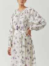 Ivory And Lavender Printed Dress