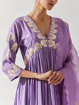 Mauve Cotton Mal Kurta Set