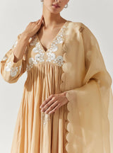 Beige Cotton Mal Kurta Set