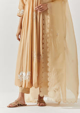 Beige Cotton Mal Kurta Set