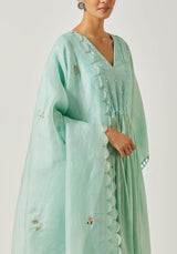Aqua Green Colour Cotton Mal Kurta Set