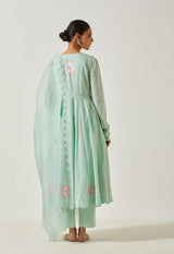 Aqua Green Cotton Mal Kurta Set