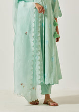 Aqua Green Cotton Mal Anarkali