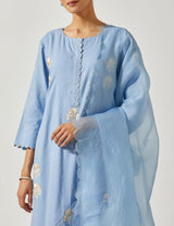 Ice Blue Cotton Mal Straight Kurta Set