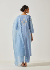 Ice Blue Cotton Mal Straight Kurta Set