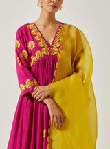 Magenta Cotton Mal Kurta Set