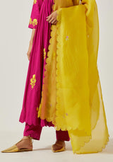 Magenta Cotton Mal Kurta Set