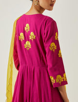 Magenta Cotton Mal Kurta Set