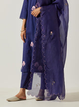 Navy Blue Cotton Mal Straight Kurta Set