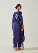 Navy Blue Cotton Mal Straight Kurta Set
