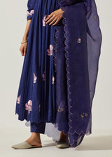 Navy Blue Cotton Mal Kurta Set