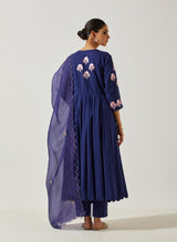 Navy Blue Cotton Mal Kurta Set