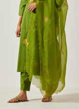 Mehandi Green Cotton Mal Straight Kurta Set