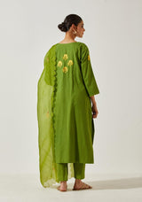 Mehandi Green Cotton Mal Straight Kurta Set
