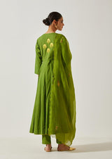 Mehandi Green Cotton Mal Kurta Set