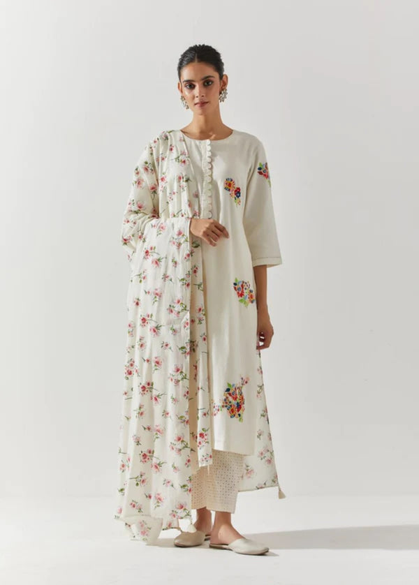 Ivory Cotton Mal Kurta Set