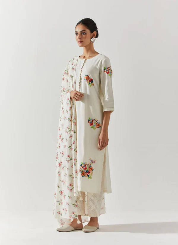Ivory Cotton Mal Kurta Set