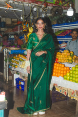Shivani Raina in Mirchi panna Saree & Blouse