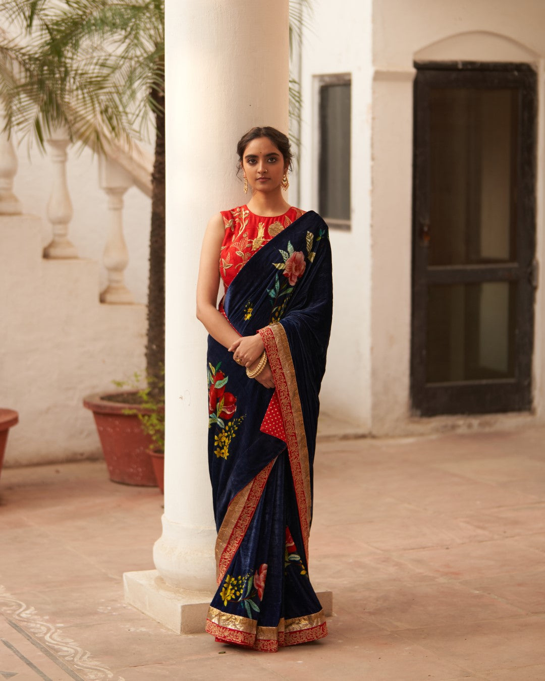 Syahi Makhmal Rani Saree & Blouse – label earthen