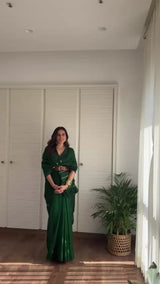 Urmi Daga in Panna Handwoven Sari With Resham Zardozi and Raw Silk Blouse